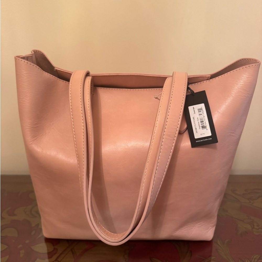 PRICE DROP:BOTKIER Lambskin LEATHER suede-lined SwanLake HighlineBLUSH PINK TOTE - Picture 12 of 13